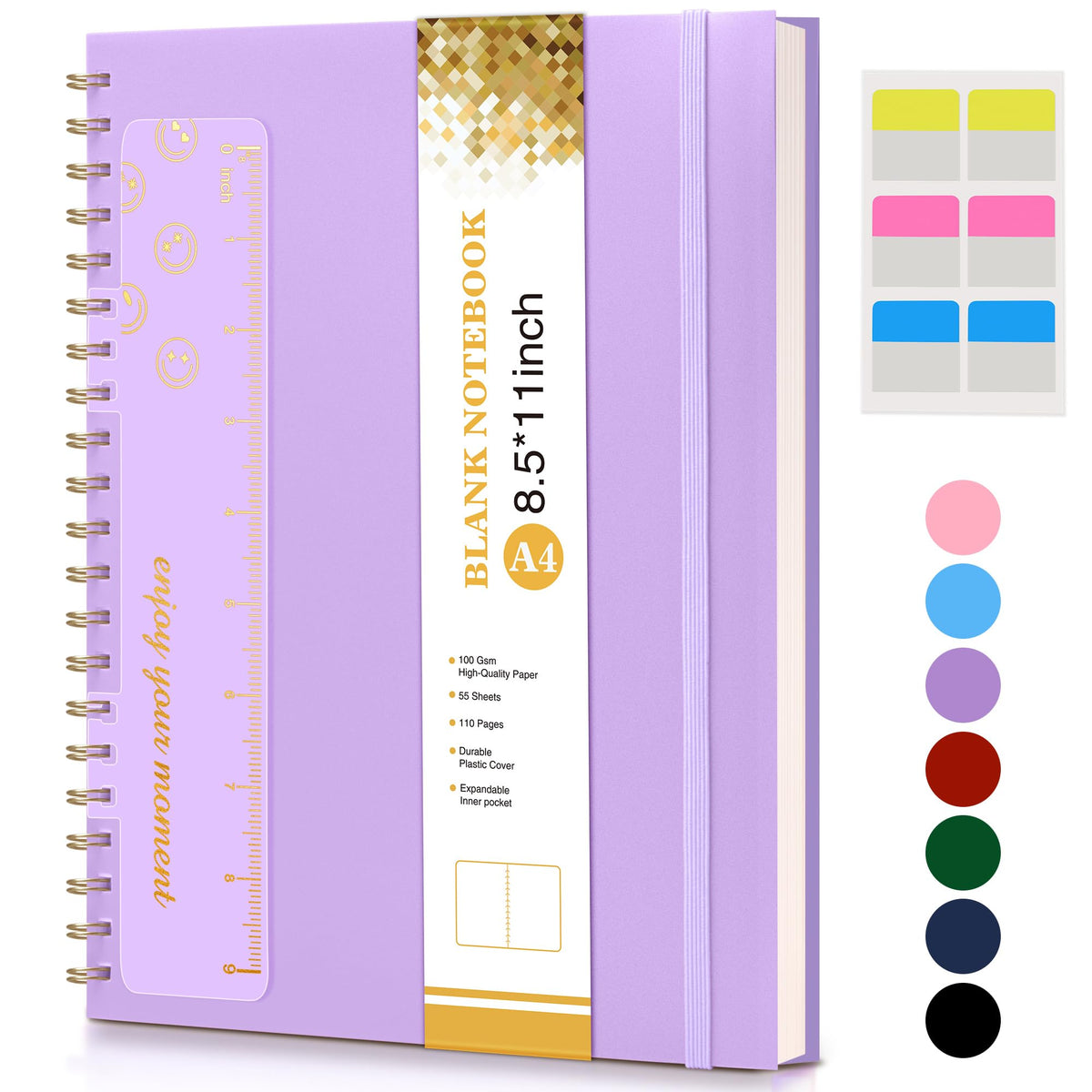 Blank Spiral Notebook Journal 8.5” x 11”, A4 Large Sketch Book for Women Men, 100 GSM Blank Paper Drawing Notebook, Hardcover Spiral Bound Sketchbook for Sketching Work School, Wildflower Mountainside