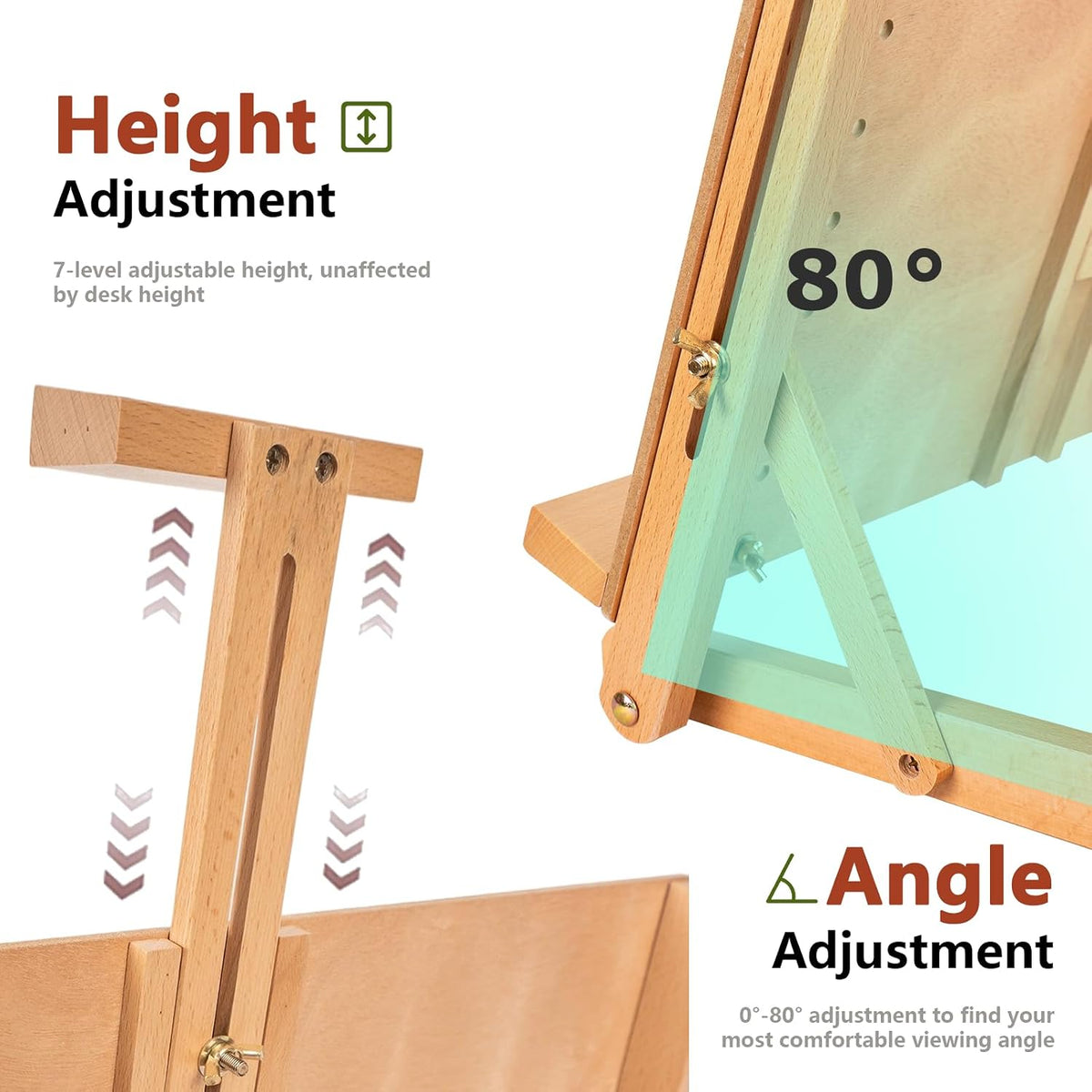 DJAR Tabletop Easel Stand for Painting, Solid Beech Wood, Natural
