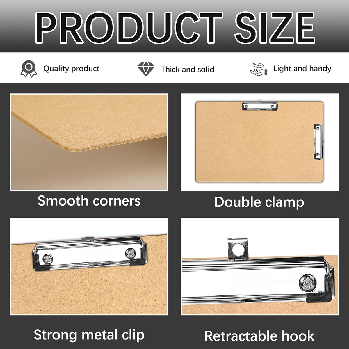 6 PCS Extra Large 11x17 Clipboard, Wood Cleats with Low Profile Clips for Drawing, Sketching, and Art Boards, Horizontal Wood Lapping, Landscape Layout (3Mm Thickness)
