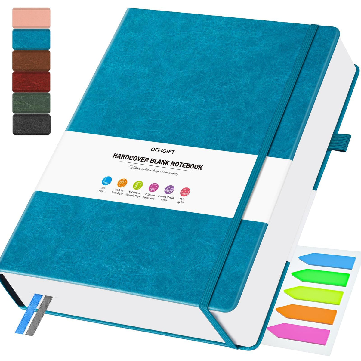Blank Journal, Hardcover Sketchbook, 320 Pages, Leather Blank Notebook, A5