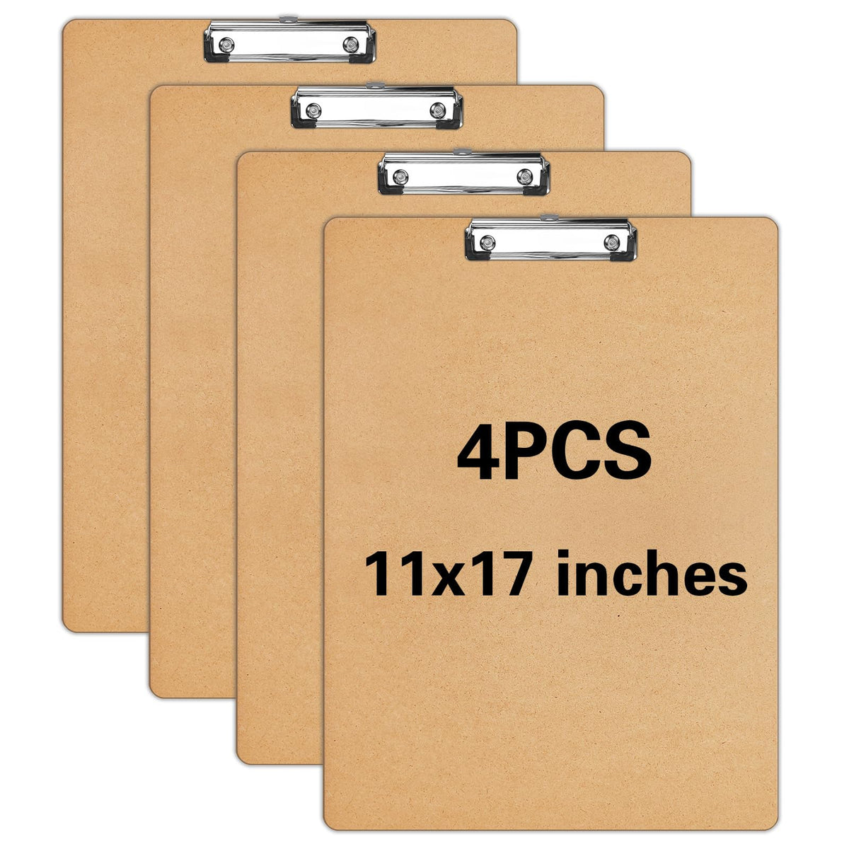 4 PCS Extra Large 11x17 Clipboard Clipboard, Wood Cleats with Low Profile Clips for Drawing, Sketching, and Art Boards, Horizontal Wood Lapping, Landscape Layout (3Mm Thickness)
