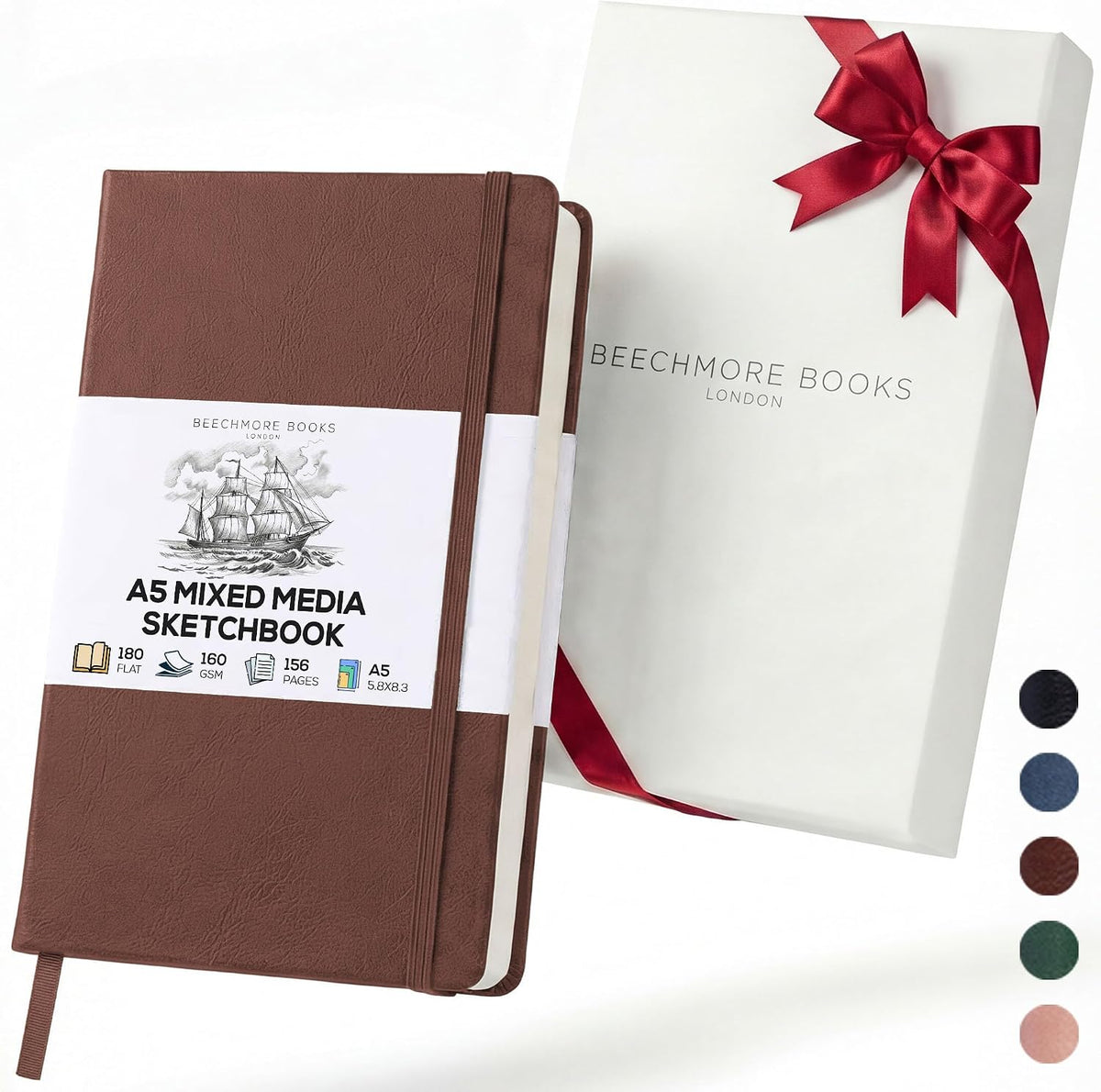 Beechmore Books A5 5.8x8.3 Mixed Media Sketchbook 160 GSM/98LB, Gift Box