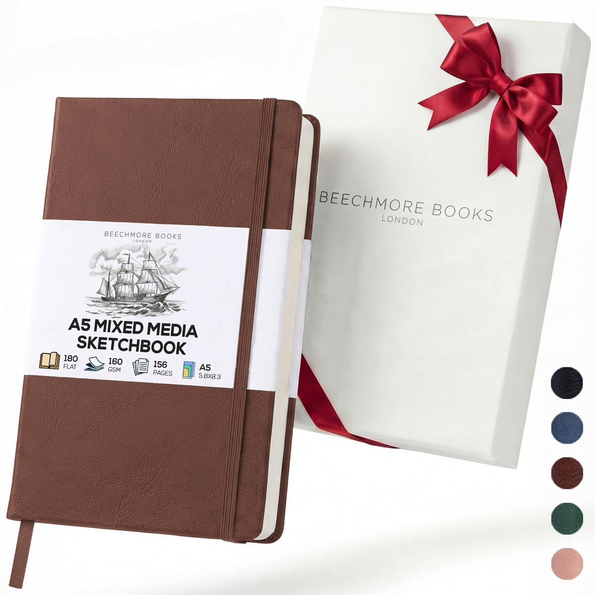 Beechmore Books A5 5.8x8.3 Mixed Media Sketchbook 160 GSM/98LB, Gift Box