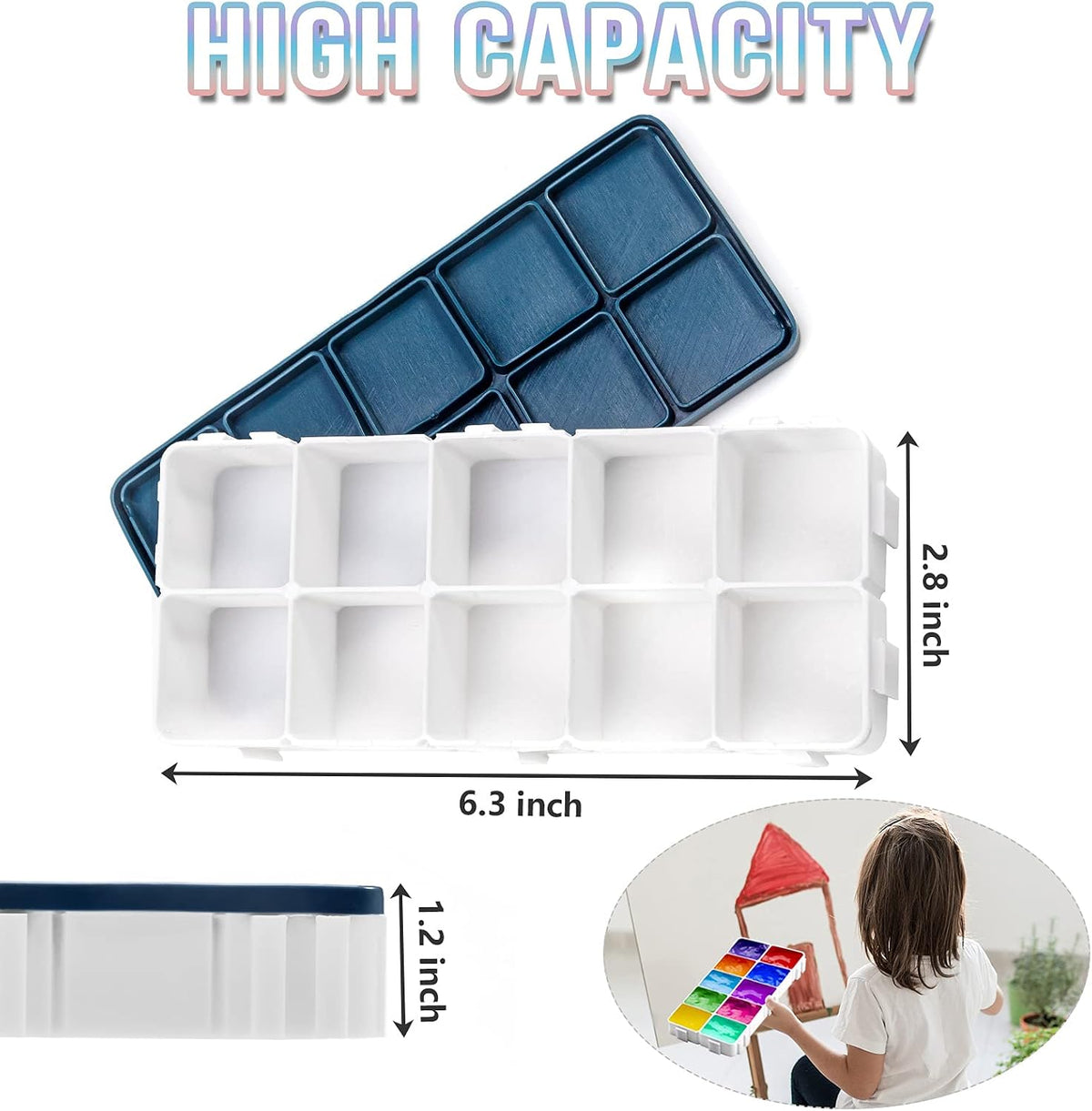 30 Compartments Plastic Watercolor Paint Palette with Lid