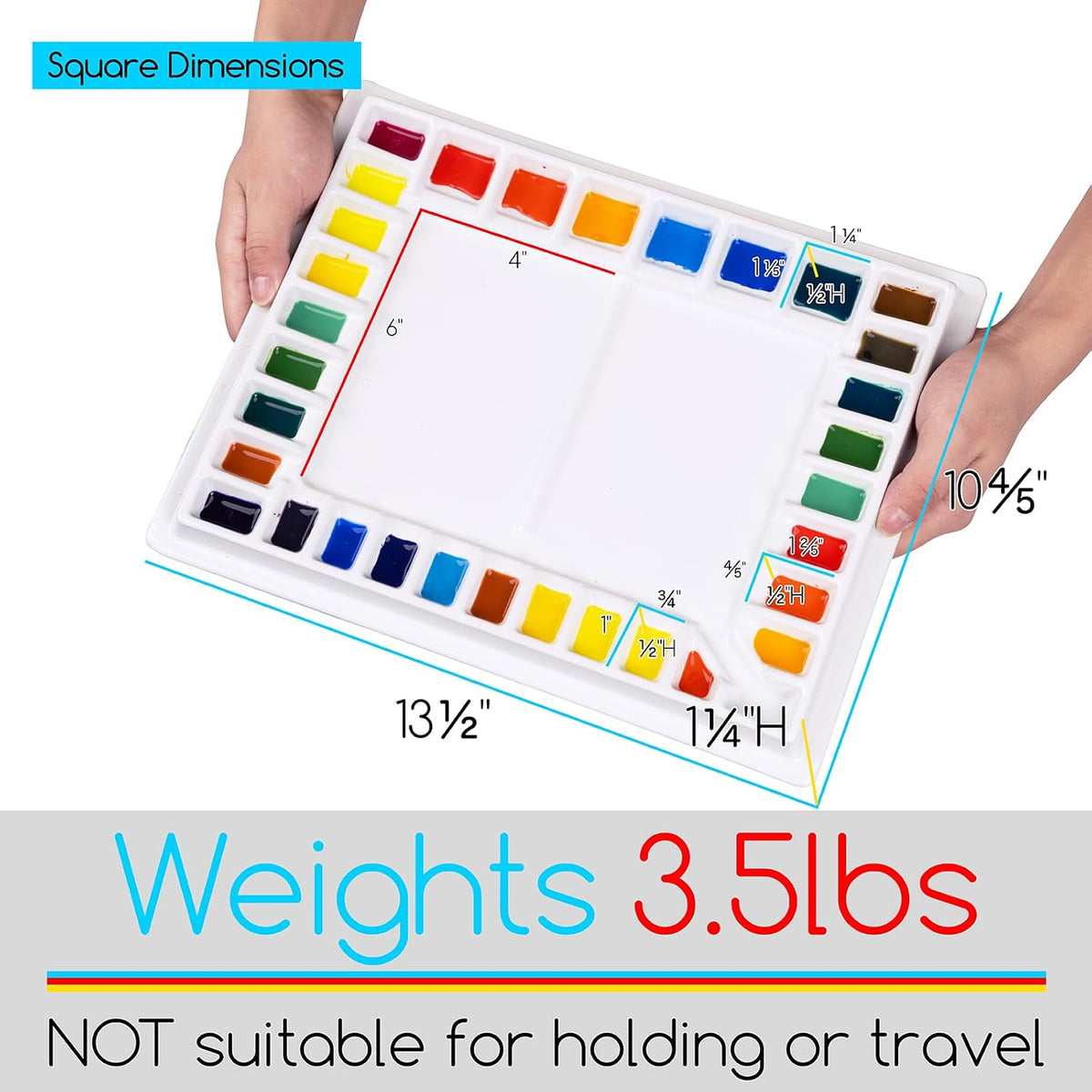 MEEDEN Ceramic Watercolor Palette: 33-Well Large Paint Palette with Lid