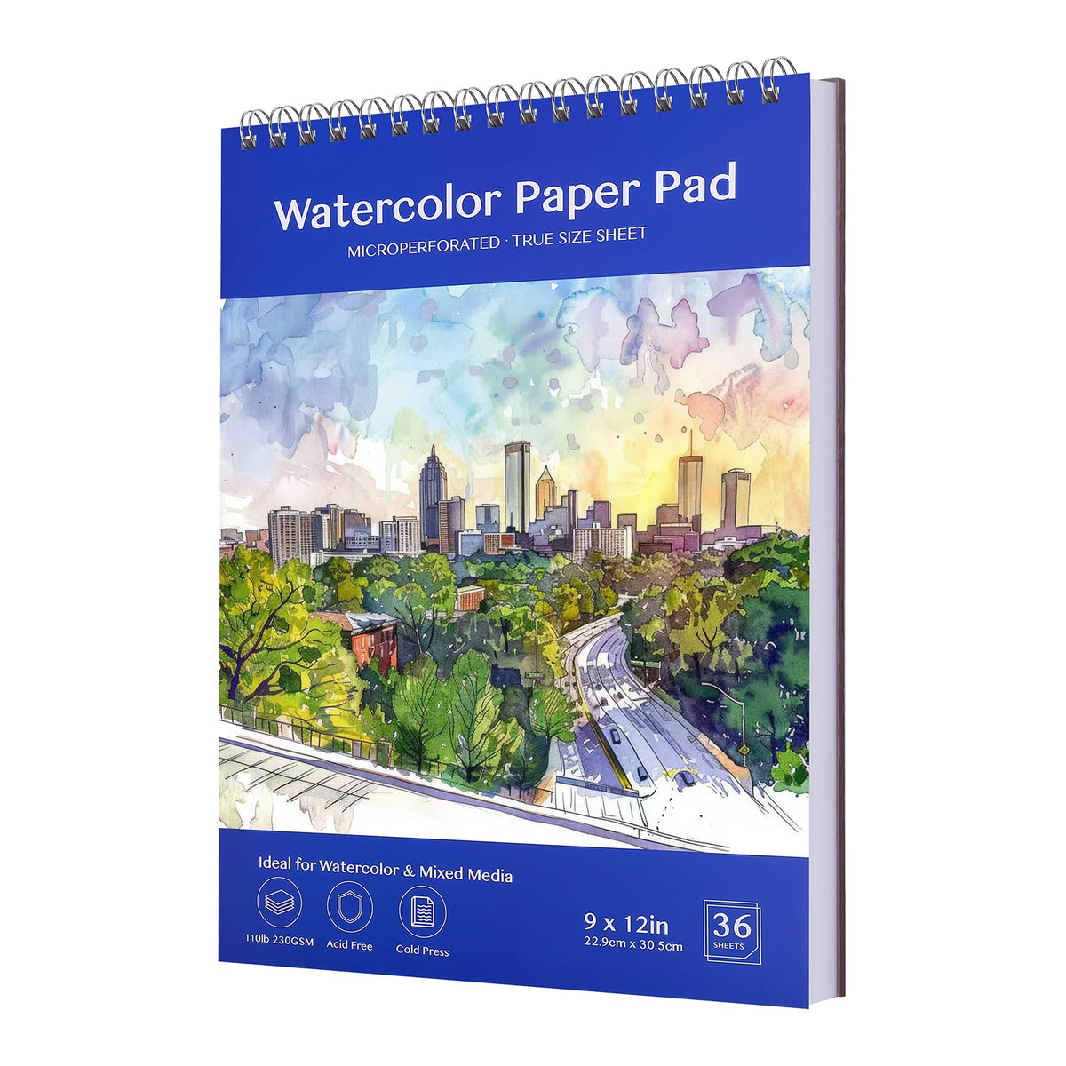 Beznh Watercolor Paper Pad 9x12 Watercolor Sketchbook 110lb/230G 36 Sheets