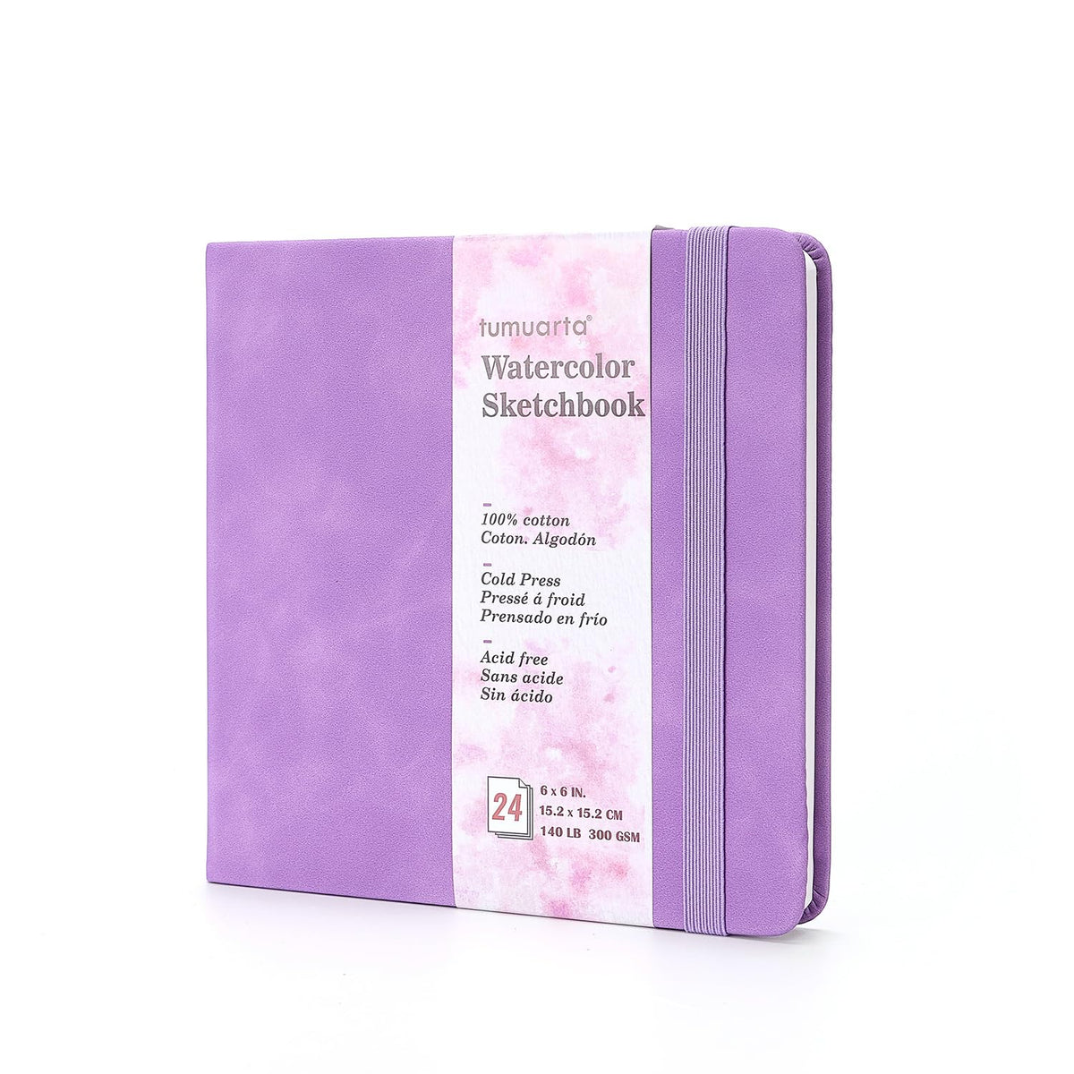 tumuarta Portrait Watercolor Sketchbook, 7.5x5, 140 LB, 300GSM, 100% Cotton Paper, Cold Press, 24 Sheets,48 Pages, Watercolor Journal for Use As Sketch Book and Mixed Media Pad On The Go