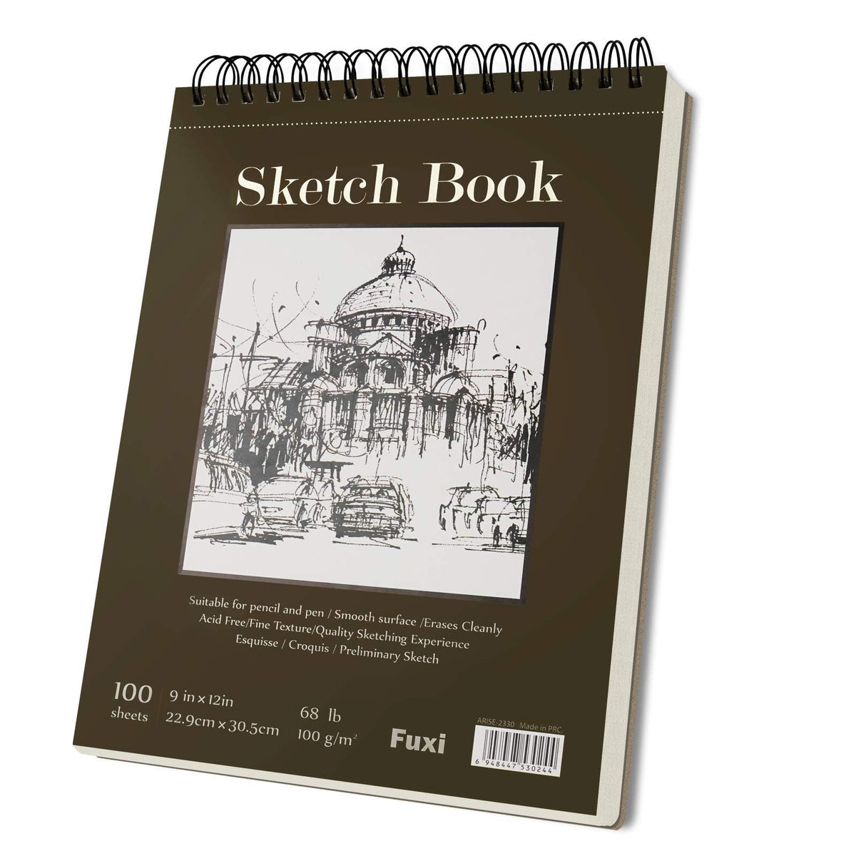 Fuxi 9" x 12" Sketch Book Set, Top Spiral Bound Sketchbook, 200 Sheets