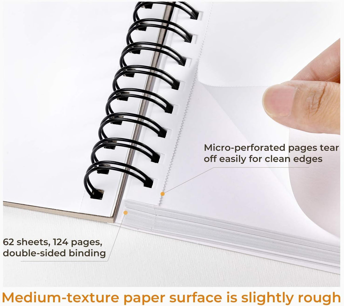 Ohuhu 7"x10" Mix Media Pad Art Sketchbook 62 Sheets for Painting Drawing