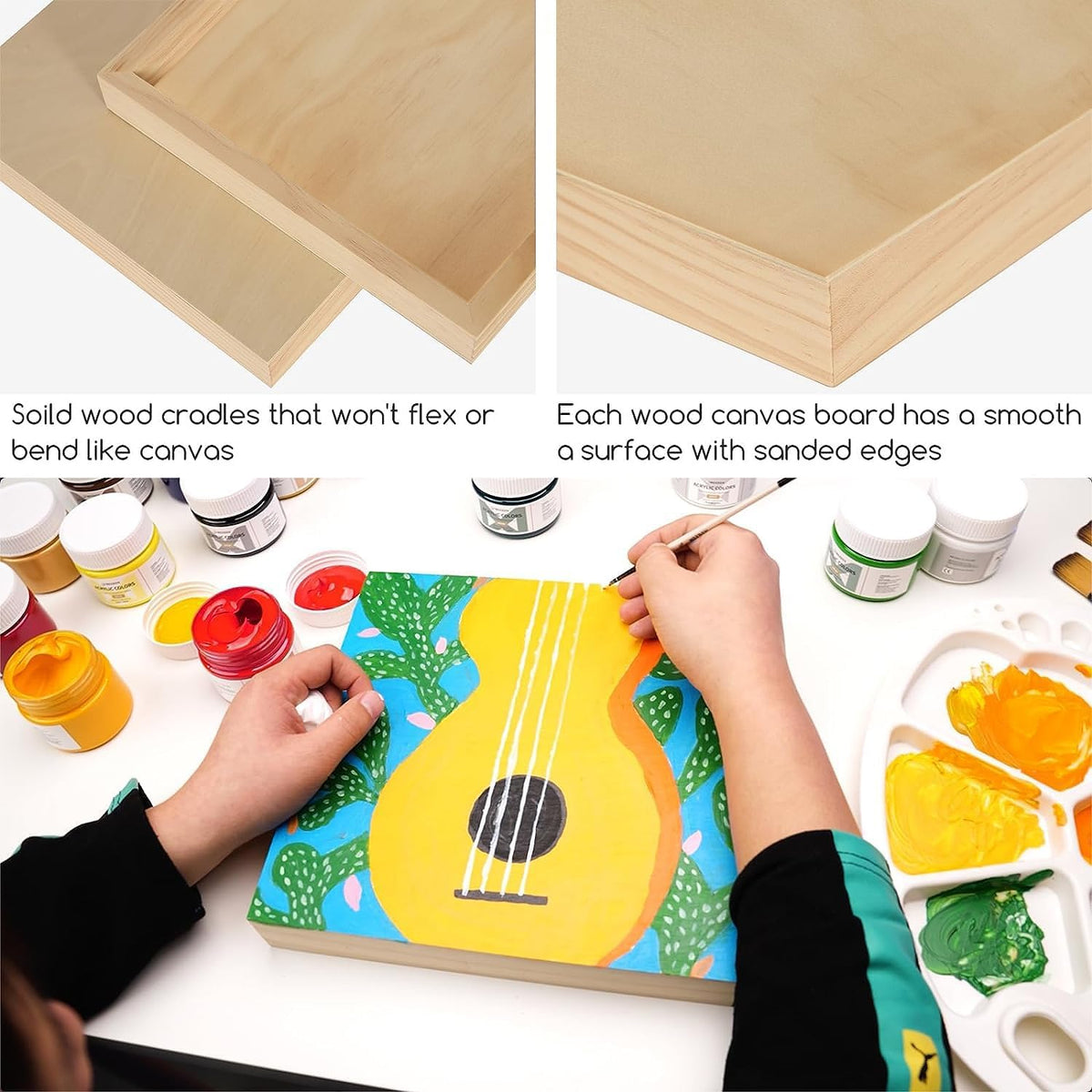 MEEDEN Unfinished Wood Canvas Board:6x6 Canvas Panel Pack of 4
