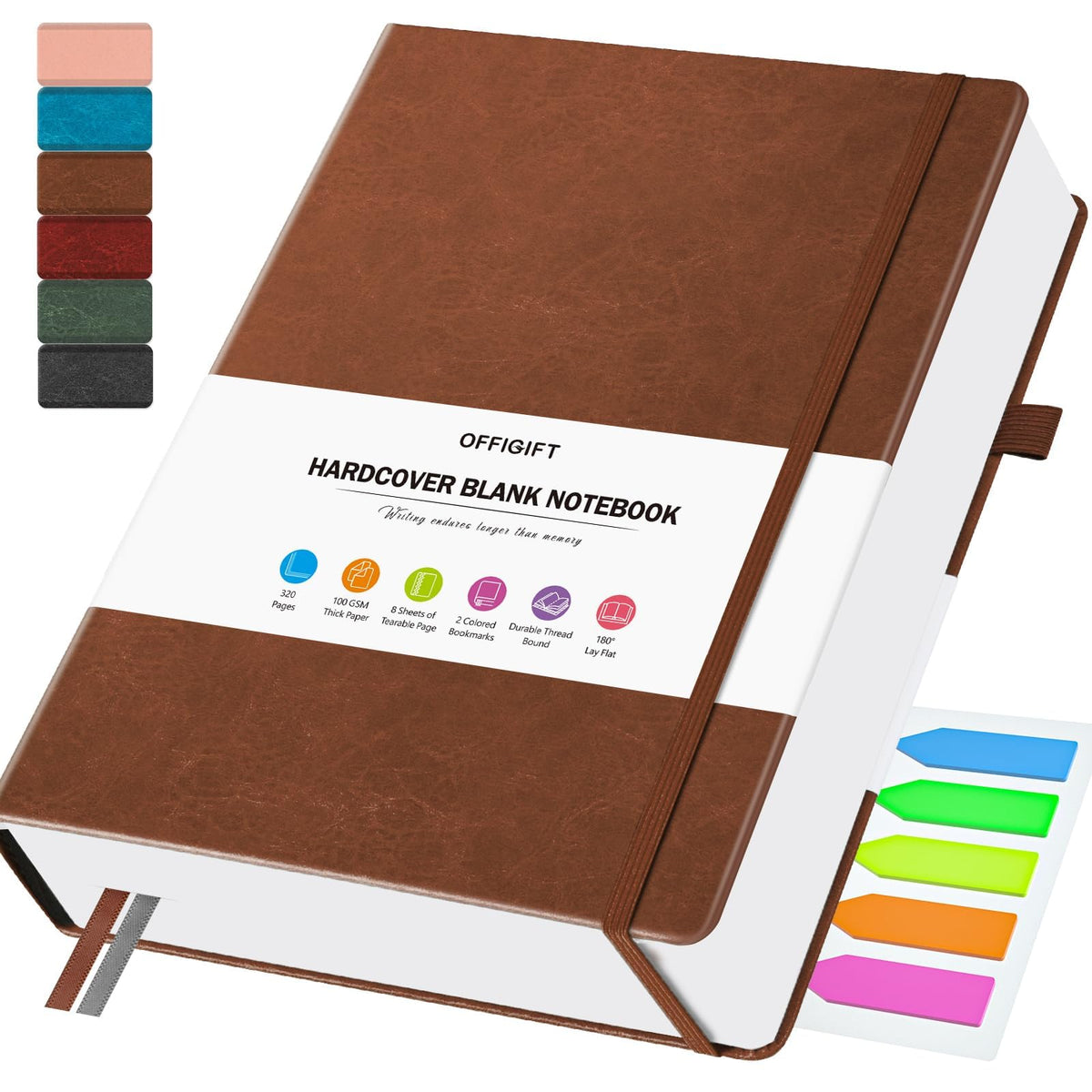 Blank Journal, Hardcover Sketchbook, 320 Pages, Leather Blank Notebook, A5