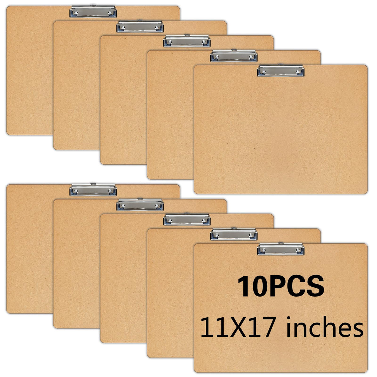 6 PCS Extra Large 11X17 Clipboard, Wood Cleats with Low Profile Clips for Drawing, Sketching, and Art Boards, Horizontal Wood Lapping, Landscape Layout (3Mm Thickness)