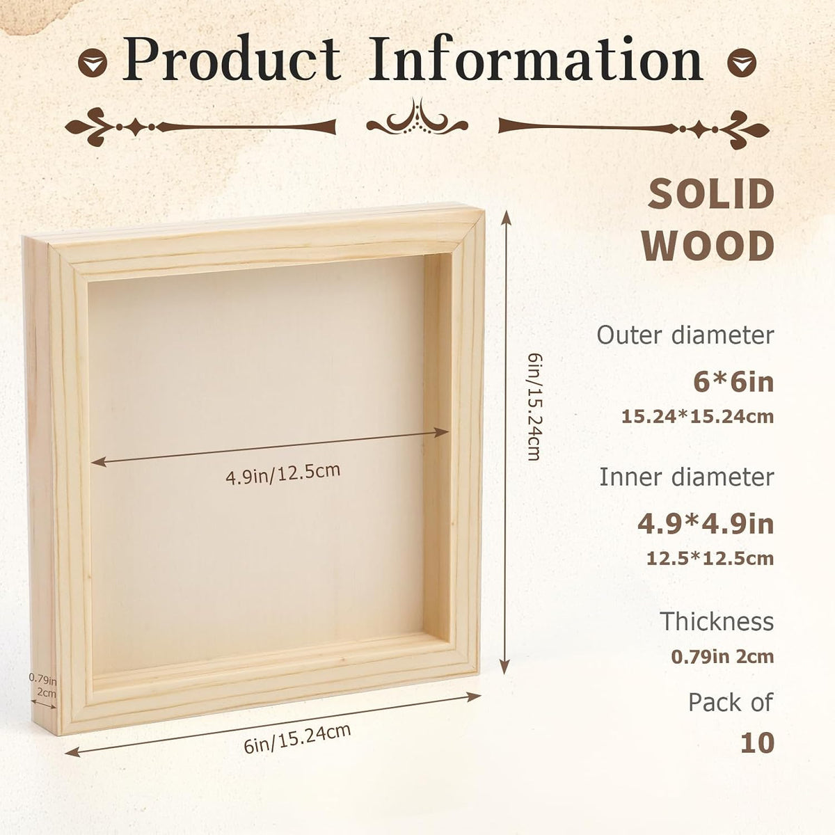 Wood Canvas Boards, 10 Pack 6 x 6 Inch Unfinished Painting Panels