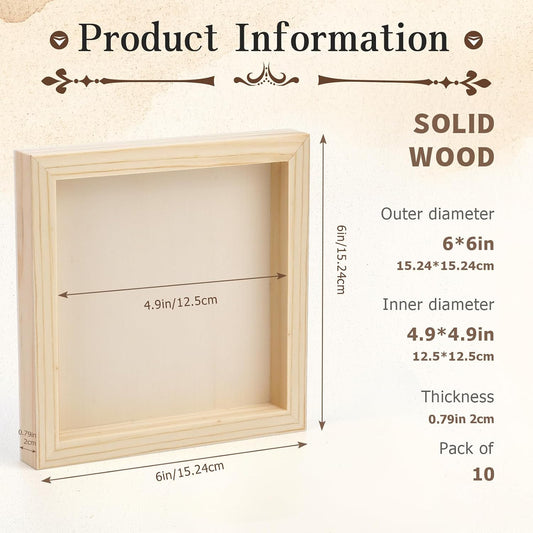 Wood Canvas Boards, 10 Pack 6 x 6 Inch Unfinished Painting Panels