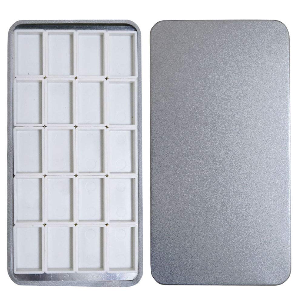 FCLUB Metal Watercolor Palette with 20 Wells Full Pans and Magnetic Strips