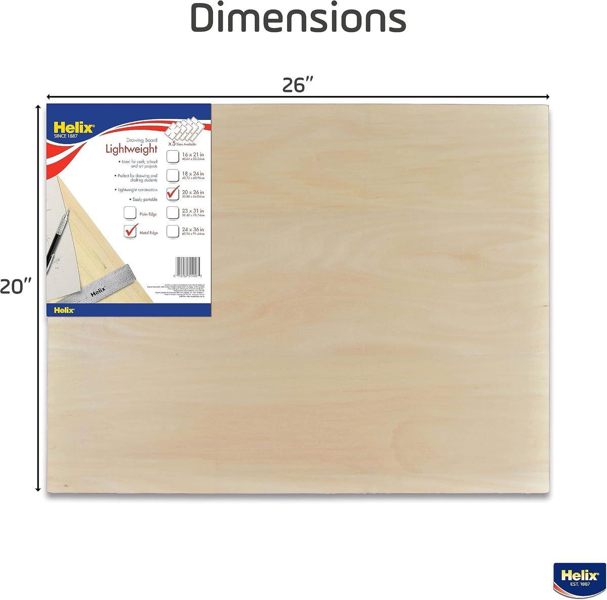 Helix - Wooden Drawing Board - Lightweight - 20 x 26 inch