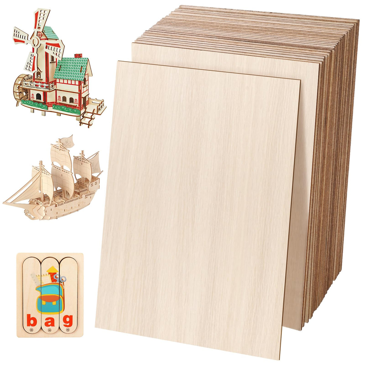 18 Pack Basswood Sheets 6X 6 x 1/16 Inch Thin Wood Sheets for Crafts