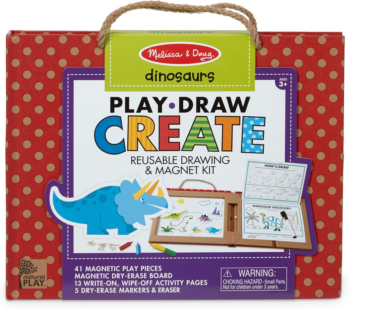 Melissa & Doug Play Draw Create Dinosaurs, Reusable Magnet & Drawing Kit