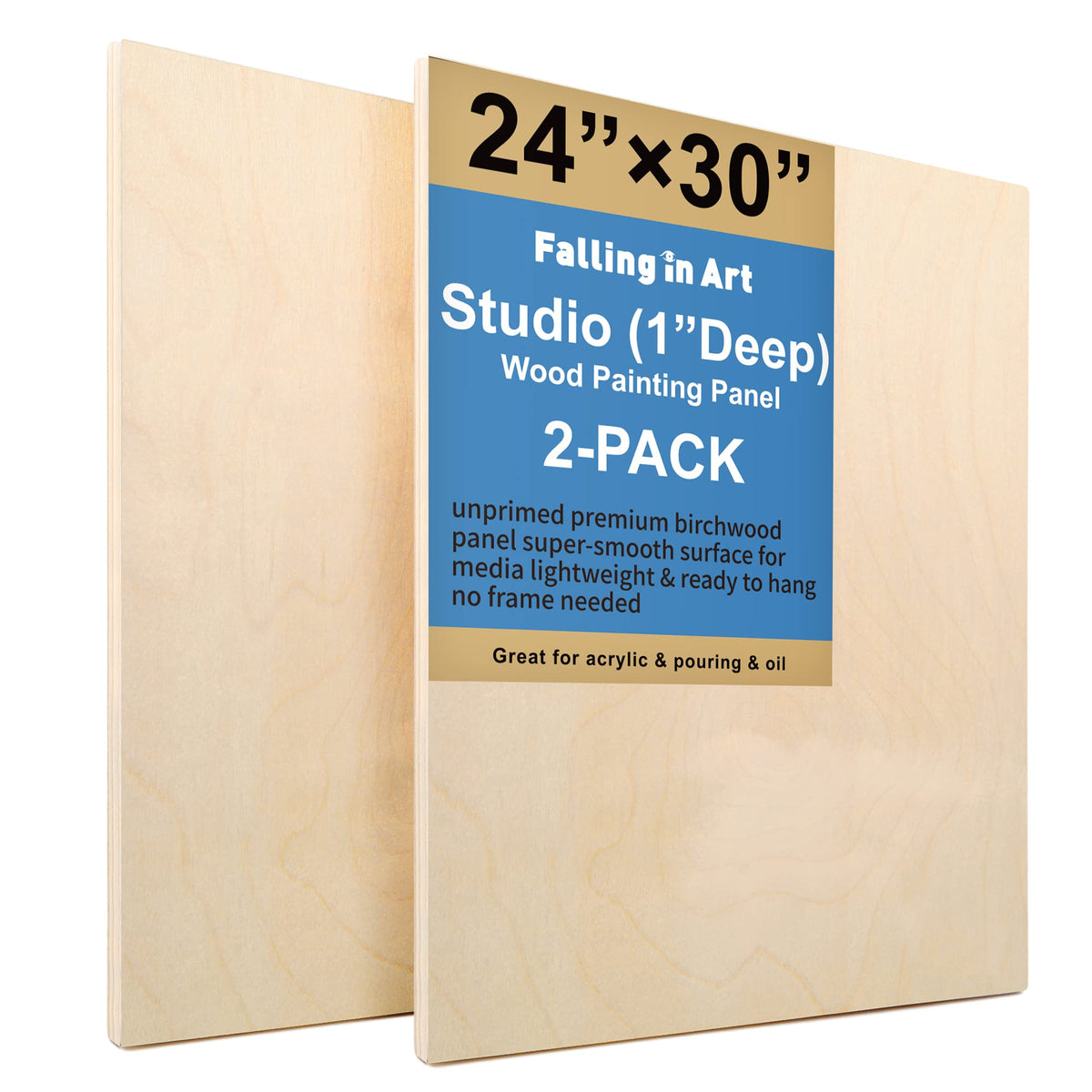 Falling in Art 2 Pack 12x16 Unfinished Birch Wood Panels Kit for Painting