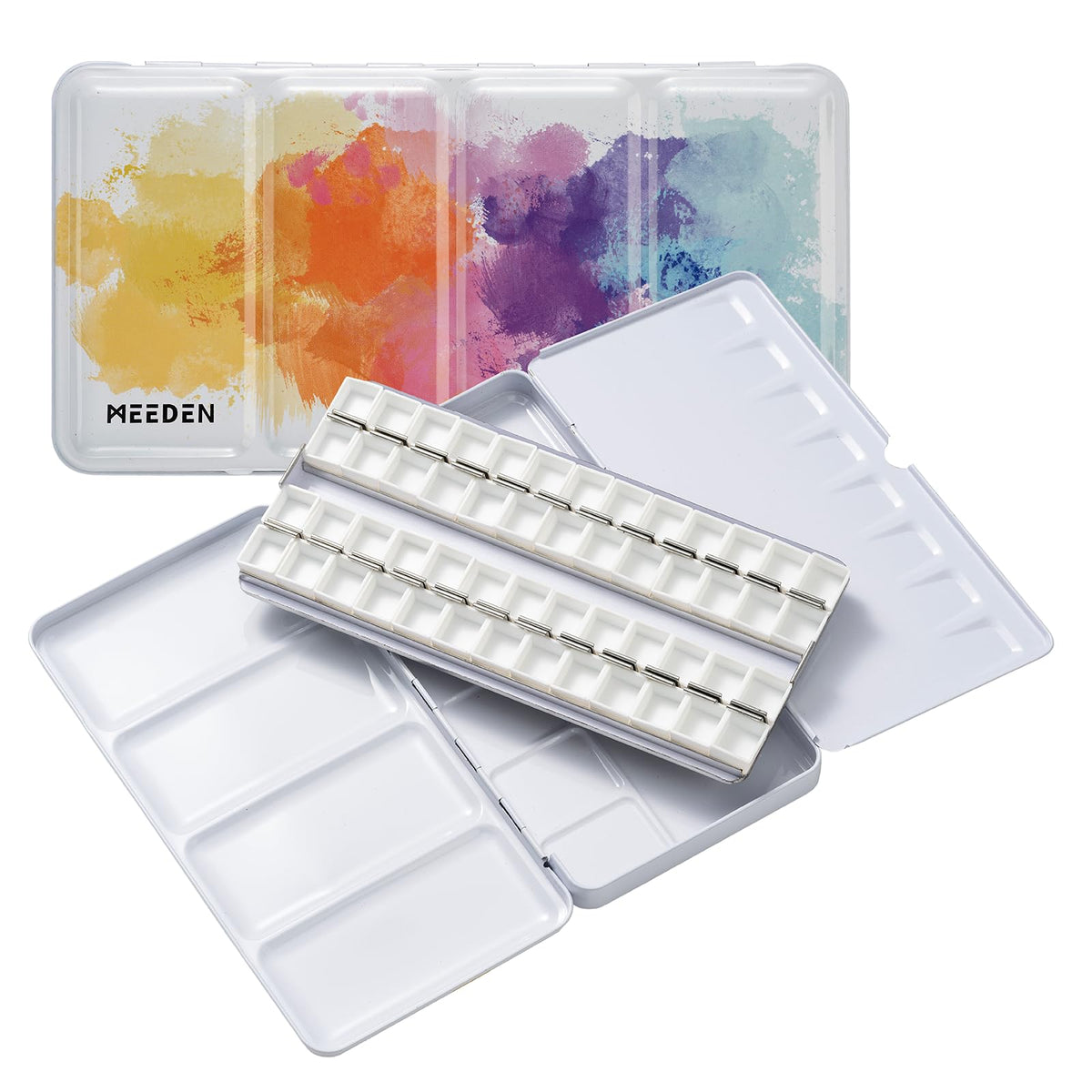 MEEDEN Empty Watercolor Paint Palette: Travel Water Color Palette Tin with 12 Half Pans - Portable Metal Palette Tin Box (Black)
