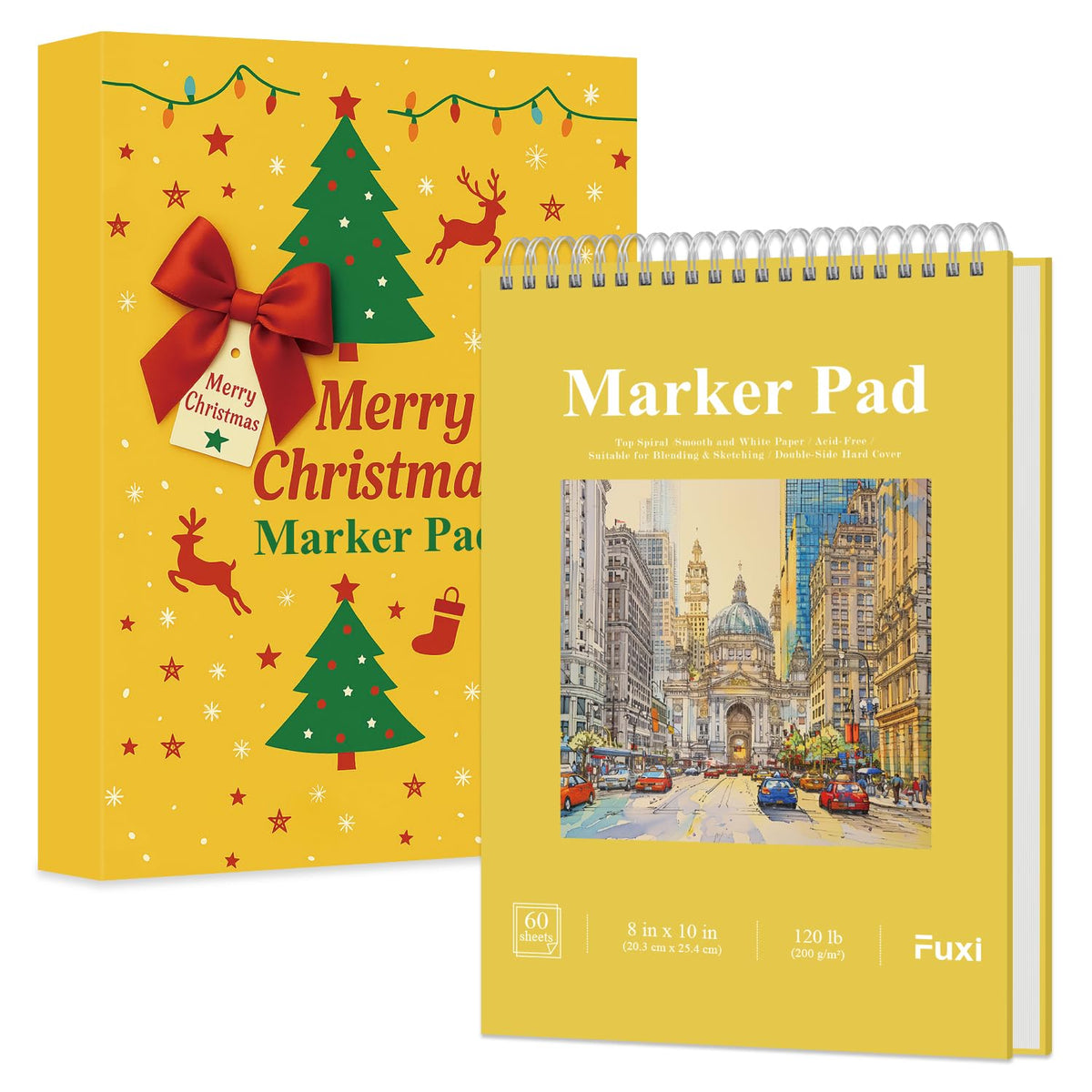 Fuxi 9" x 12" Sketch Book Set, Top Spiral Bound Sketchbook, 200 Sheets