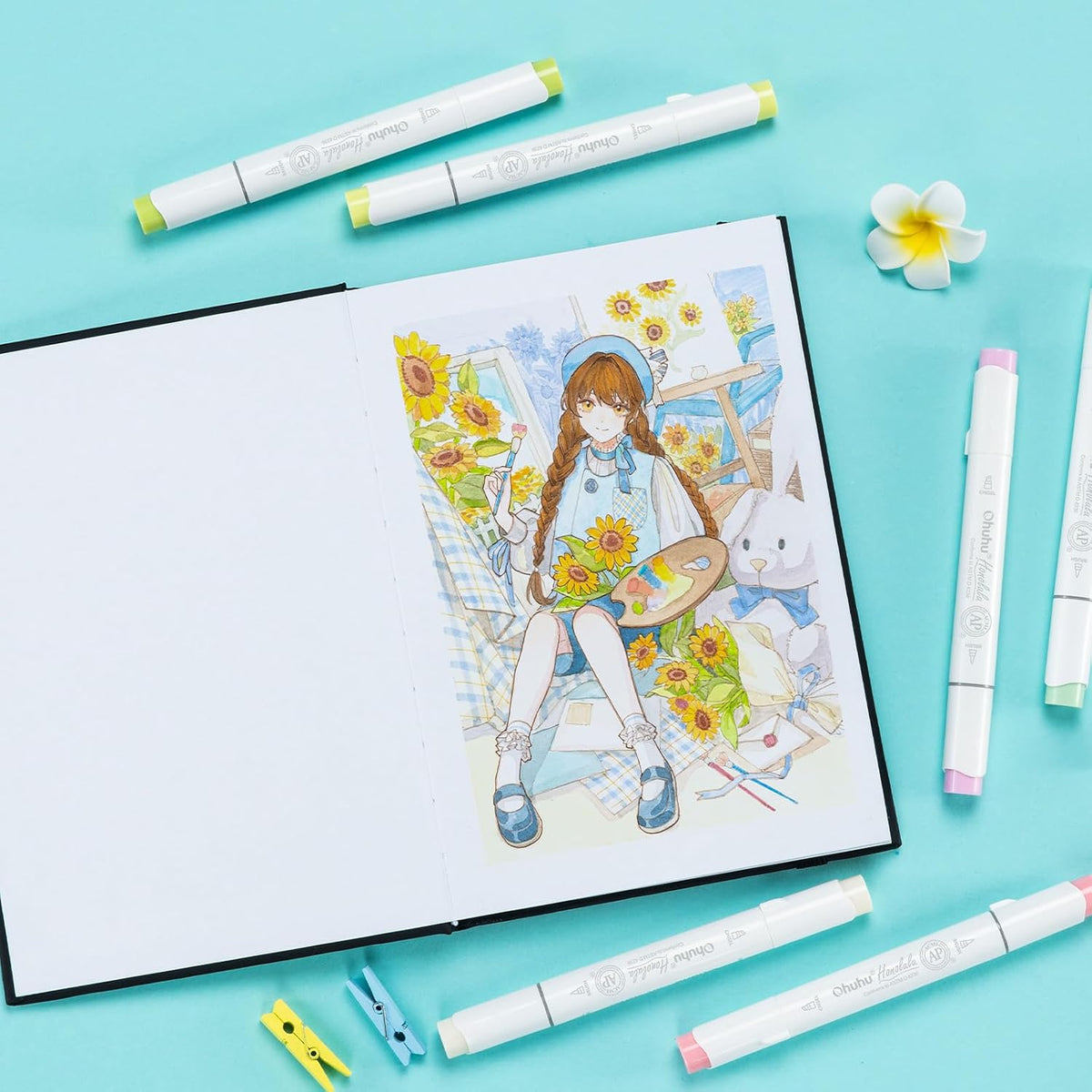 Ohuhu 5.5"x8.5" Double-Sided Bleedproof Marker Pad Art Sketchbook 60 Sheets