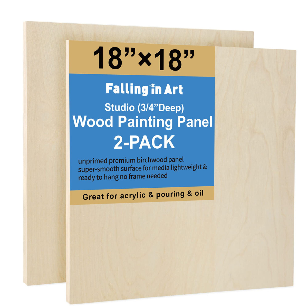 Falling in Art 2 Pack 12x16 Unfinished Birch Wood Panels Kit for Painting