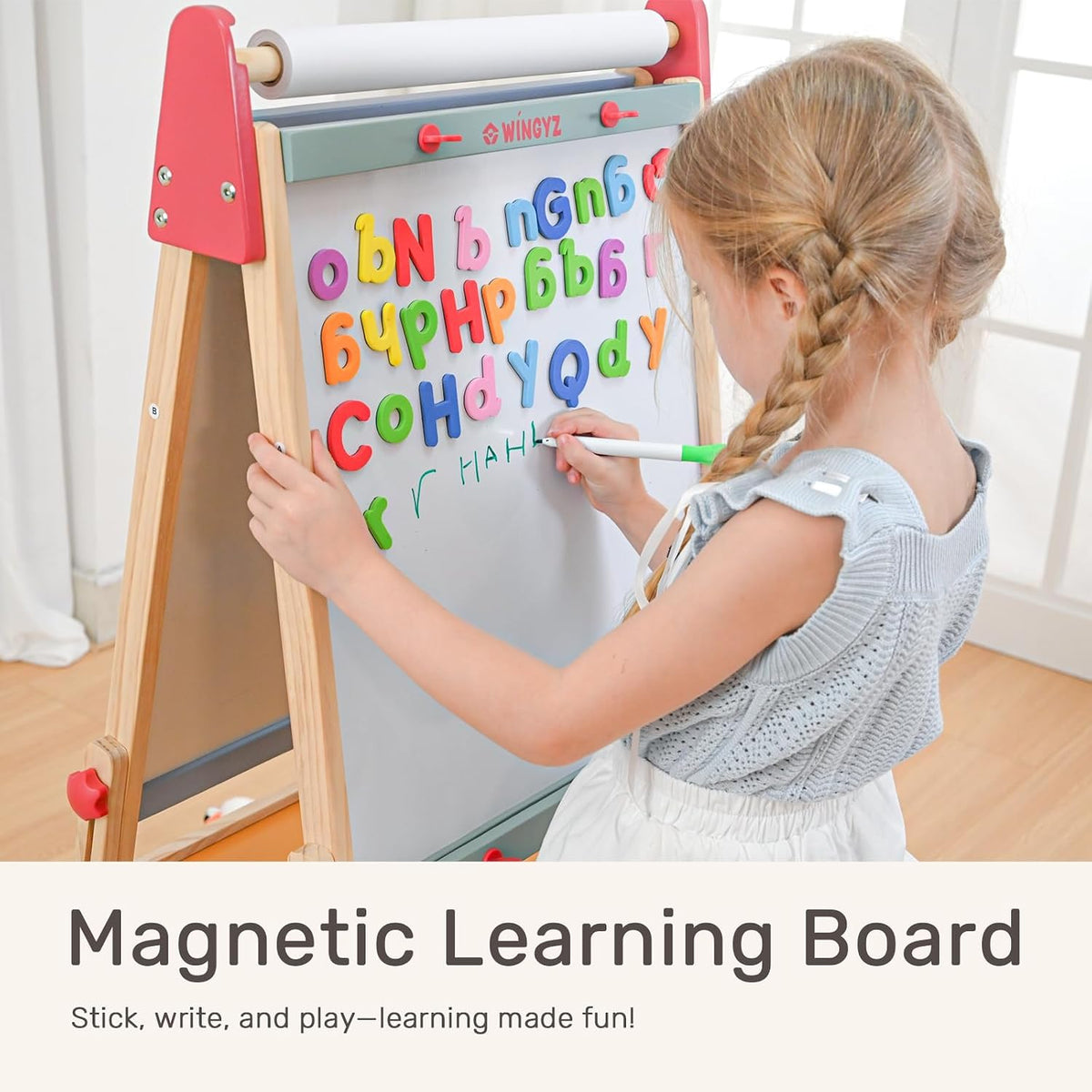 WINGYZ 3-in-1 Art Easel for Kids - Pine Wood Easel for Ages 3-12