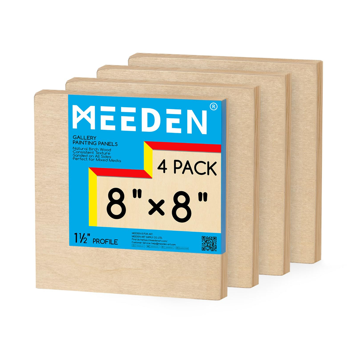 MEEDEN Unfinished Wood Canvas Board:6x6 Canvas Panel Pack of 4