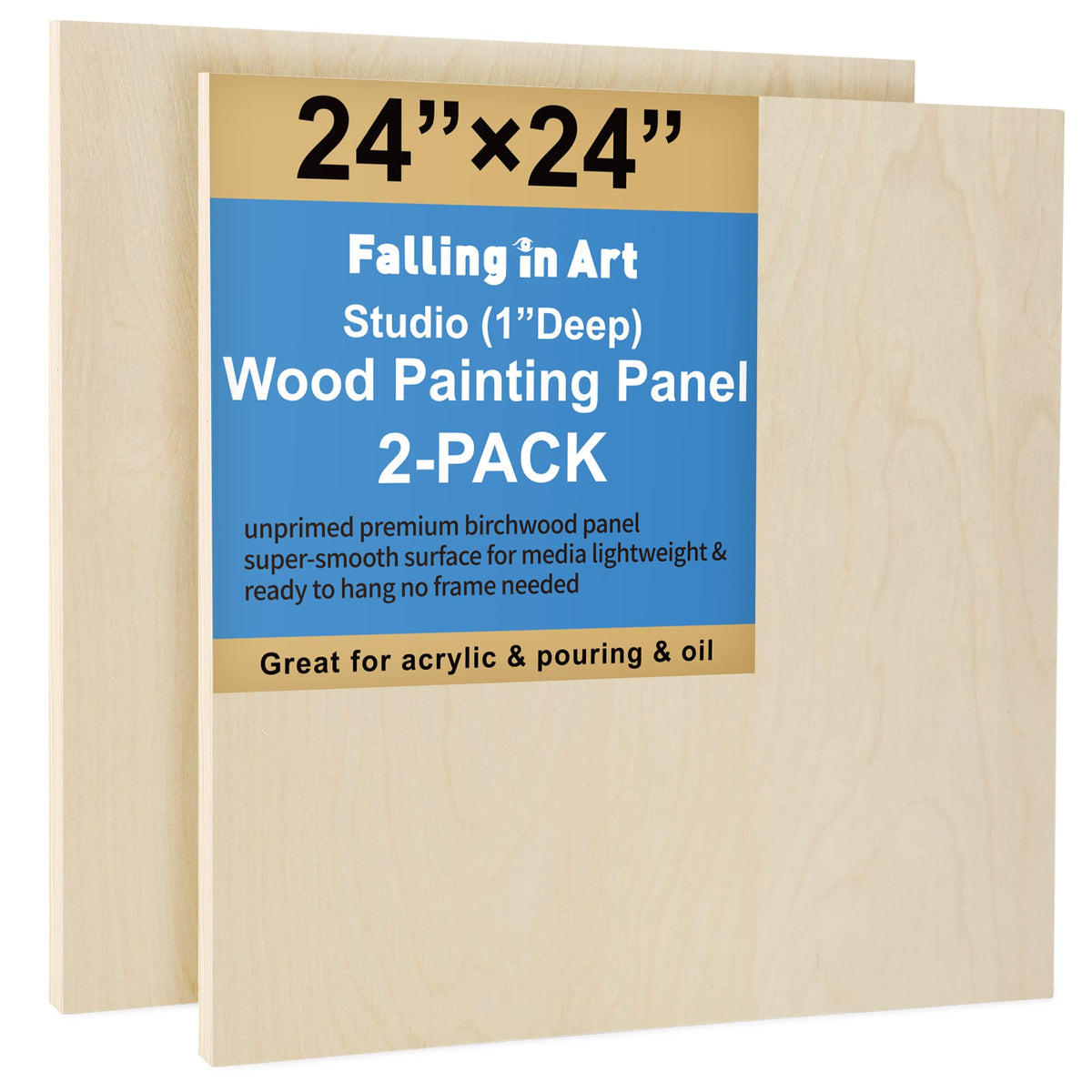 Falling in Art 2 Pack 12x16 Unfinished Birch Wood Panels Kit for Painting