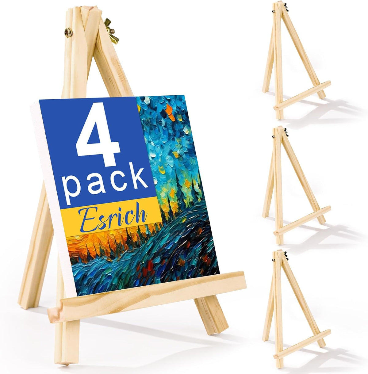 ESRICH 4 PCS 9 Inch Easel for Painting, Easel Stand for Painting Canvas