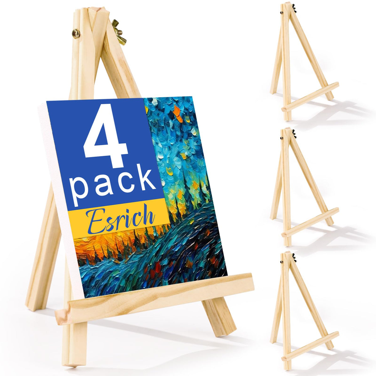 ESRICH 4 PCS 9 Inch Easel for Painting, Easel Stand for Painting Canvas