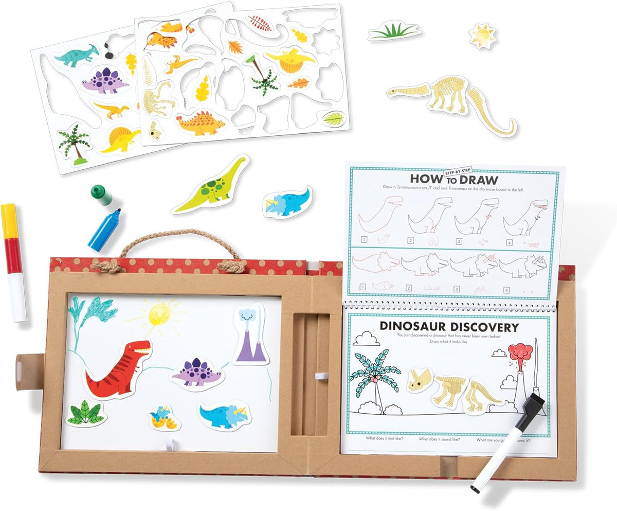 Melissa & Doug Play Draw Create Dinosaurs, Reusable Magnet & Drawing Kit