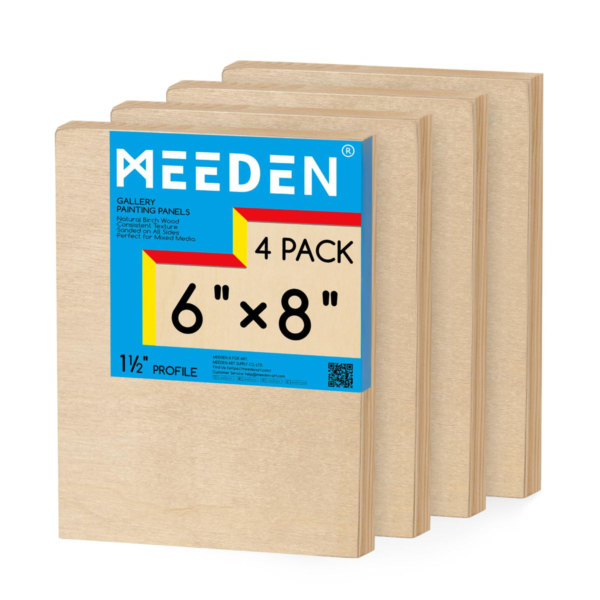 MEEDEN Unfinished Wood Canvas Board:6x6 Canvas Panel Pack of 4