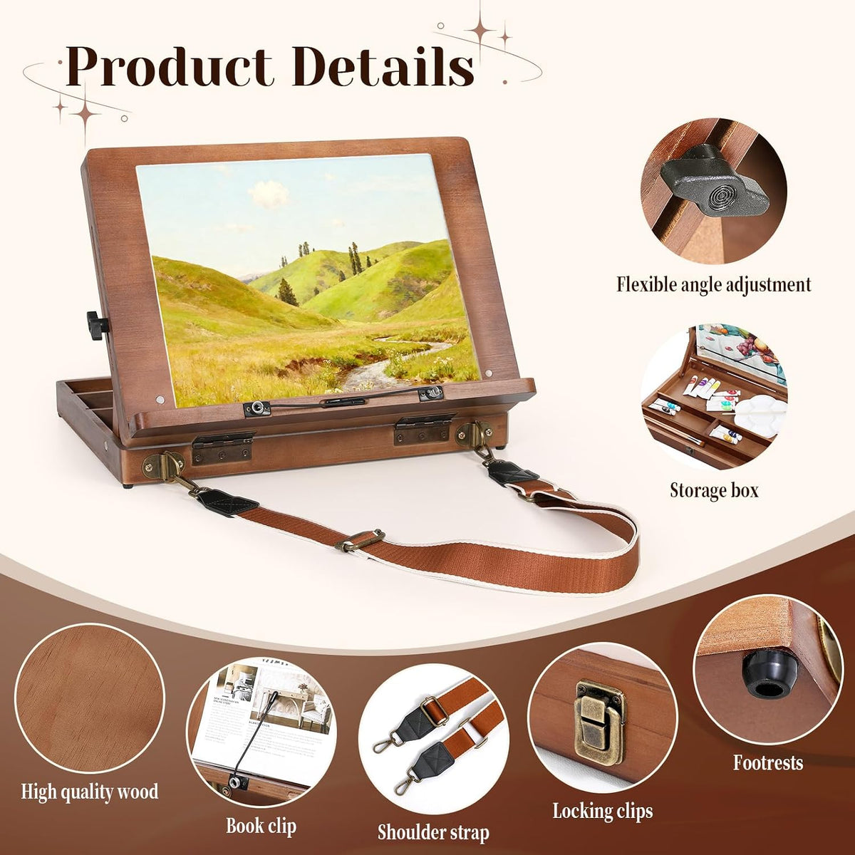 TYYIHUA Tabletop Easel for Painting, Adjustable Wooden Desktop Art Easel