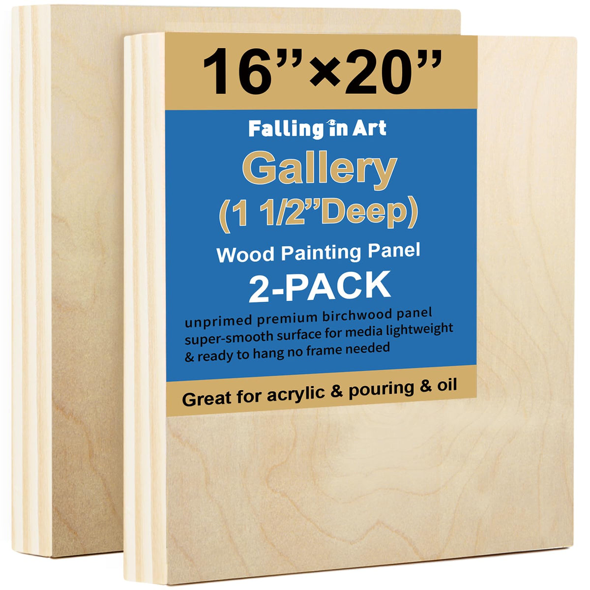 Falling in Art 2 Pack 36x48'' Unfinished Gallery Birch Wood Canvas Panels