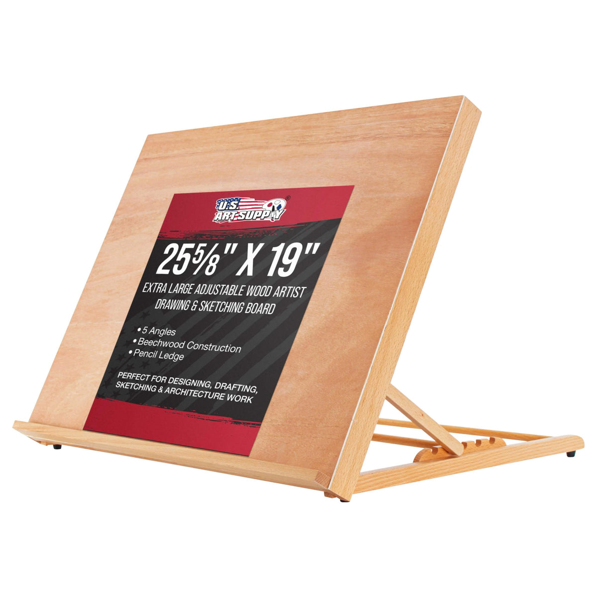 U.S. Art Supply Large 18-1/2" x 14-1/8", A3 Wooden Drawing Board Adjustable