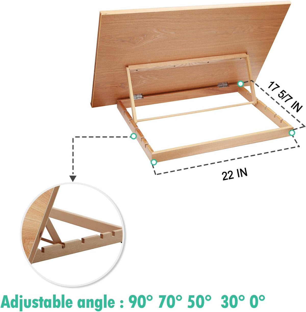 Extra Large 5-Position Wood Drafting Table Easel Drawing & Sketching Board,