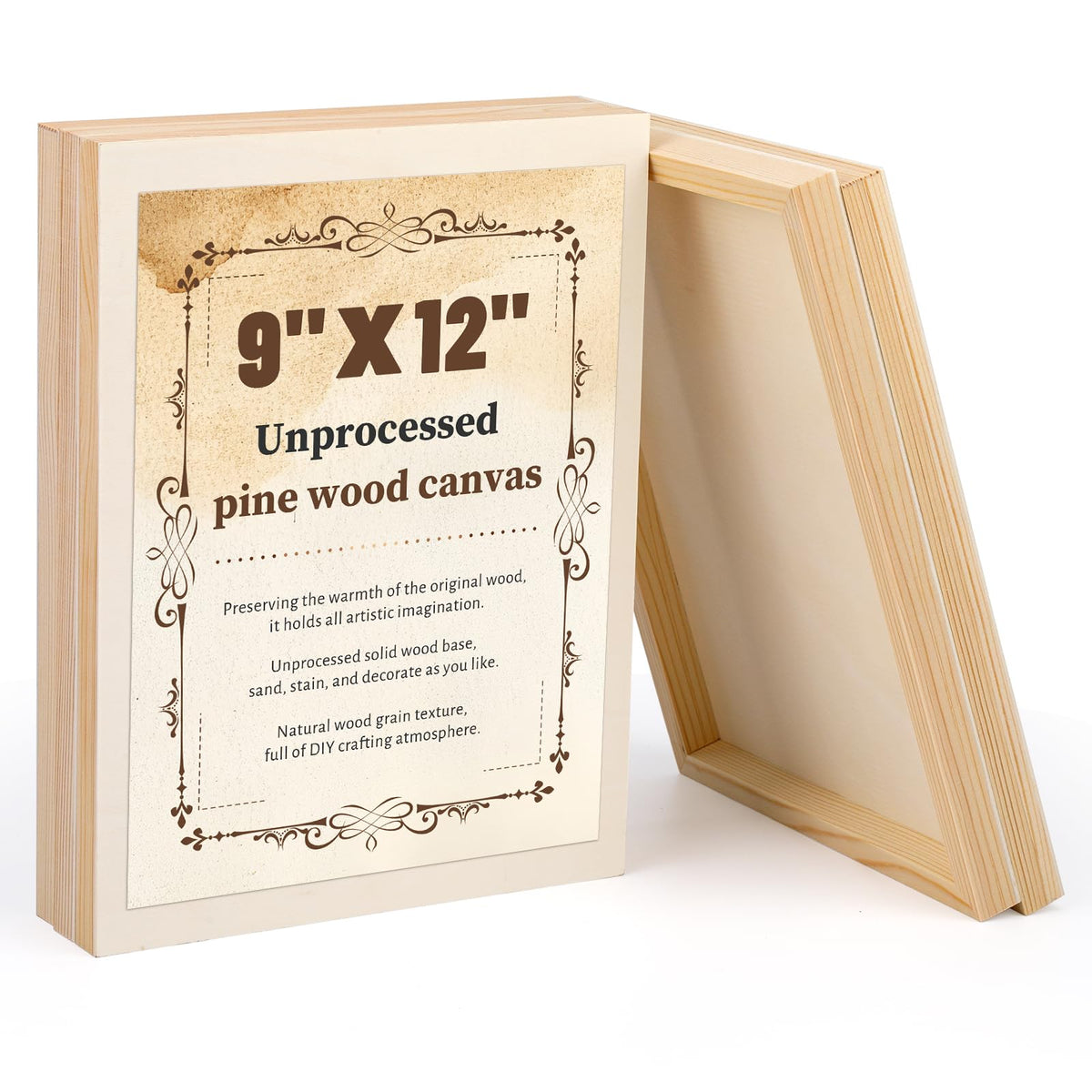 Wood Canvas Boards, 10 Pack 6 x 6 Inch Unfinished Painting Panels