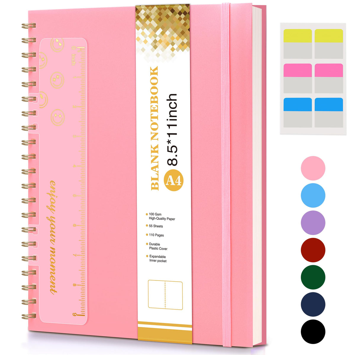 Blank Spiral Notebook Journal 8.5” x 11”, A4 Large Sketch Book for Women Men, 100 GSM Blank Paper Drawing Notebook, Hardcover Spiral Bound Sketchbook for Sketching Work School, Wildflower Mountainside