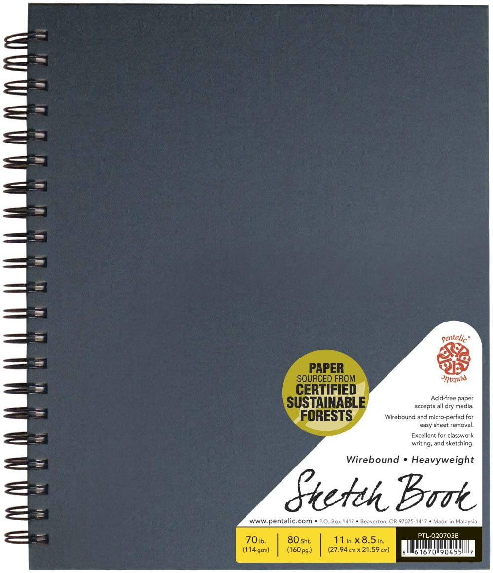Pentalic - 8.5"x 11" Hardbound Sketchbook, 110 Sheets, Black