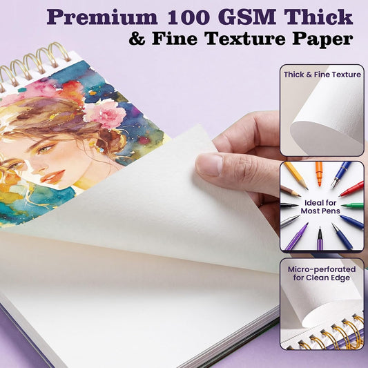 Blank Notebook Journal, Hardcover Sketchbook, 300 Page No Bleed Thick Paper