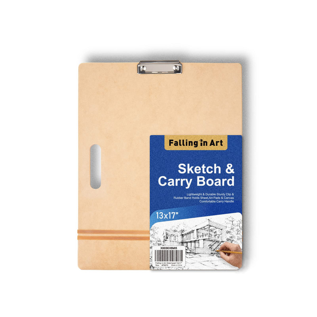 Falling in Art 13x17 Sketch Board with Sturdy Clip &Rubber Bands