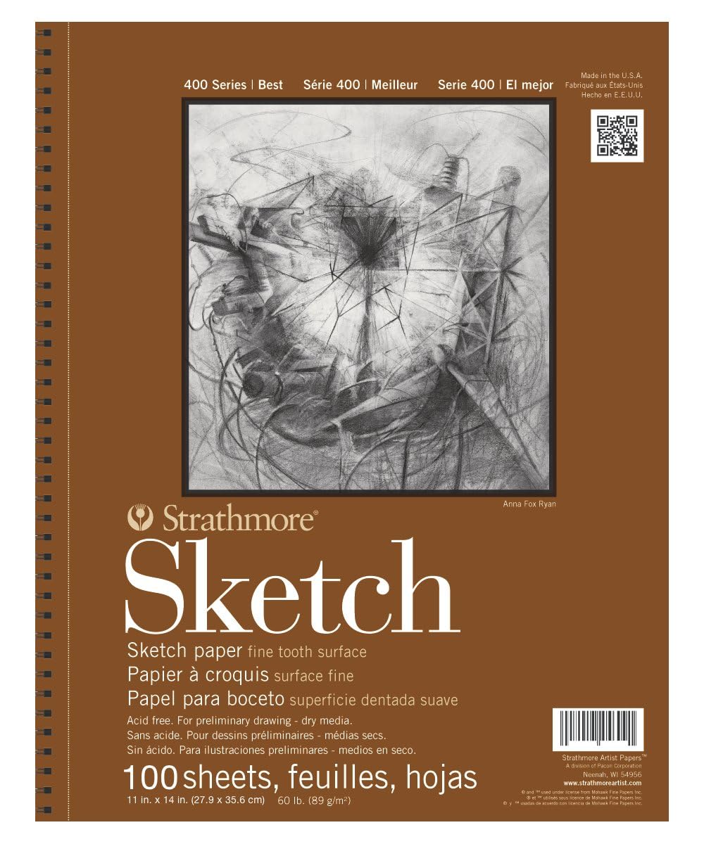Strathmore 400 Series Sketch Pad, 9x12 inch, 100 Sheets - Artist Sketchbook for Drawing, Illustration, Art Class Students
