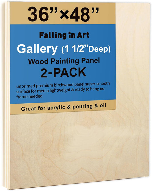 Falling in Art 2 Pack 36x48'' Unfinished Gallery Birch Wood Canvas Panels