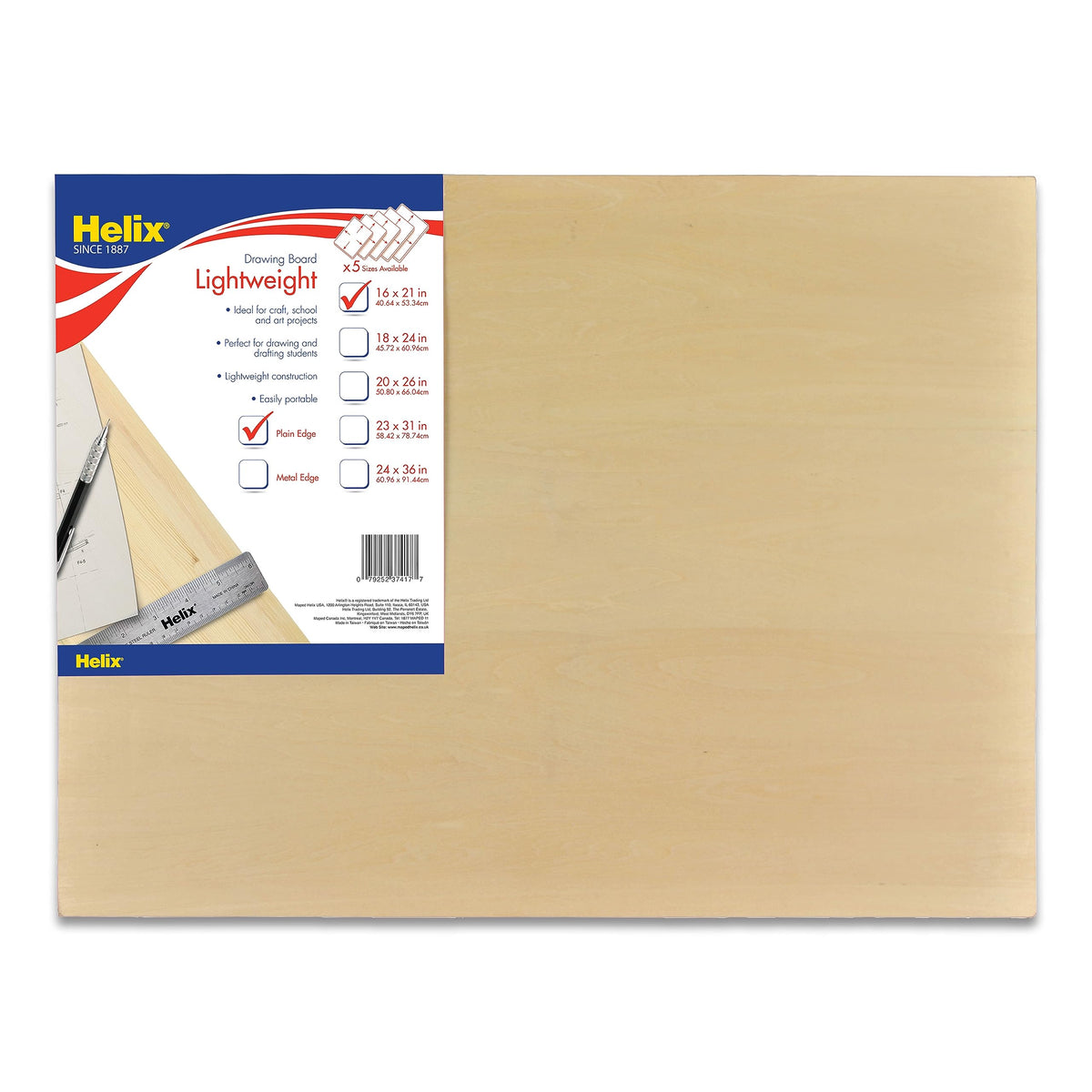 Helix - Wooden Drawing Board - Plain Edge - Lightweight - 24 x 36 inch