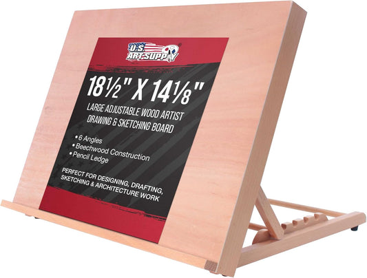 U.S. Art Supply Large 18-1/2" x 14-1/8", A3 Wooden Drawing Board Adjustable