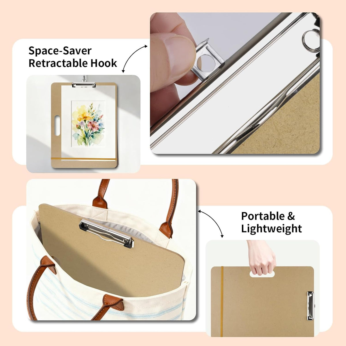 13" x 17" Art Drawing Board with Clip, Watercolor Painting Sketch Pad