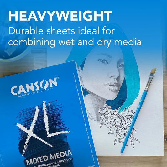 Canson XL Series Mixed Media Paper Pad, Rough, White, 9x12 in