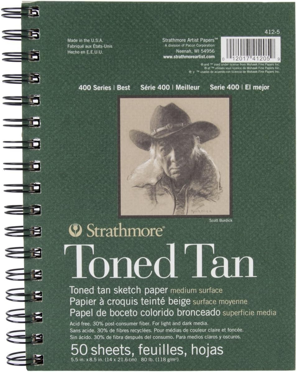 Strathmore 400 Series Sketch Pad, Toned Tan, 11x14 inch, 24 Sheets